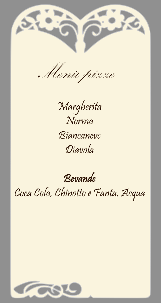 menu pizze